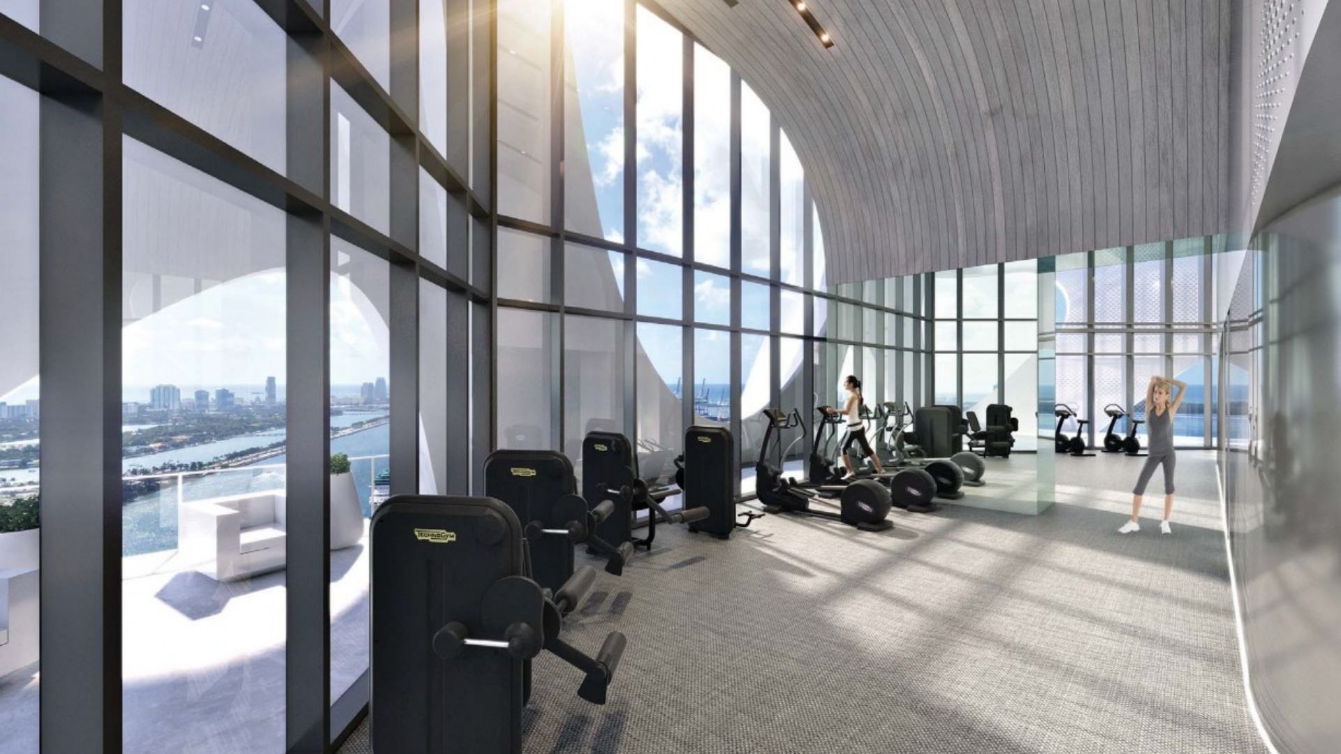 Rendering of One Thousand Museum fitness center.